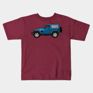 Jeep Wrangler Rubicon 2-door Blue Kids T-Shirt